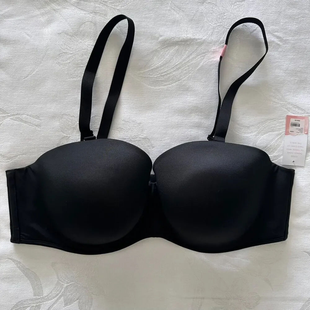 Cacique Lane Bryant Womens Bra (42DD) Black‎ Boost Push Up Multi-Way Strapless